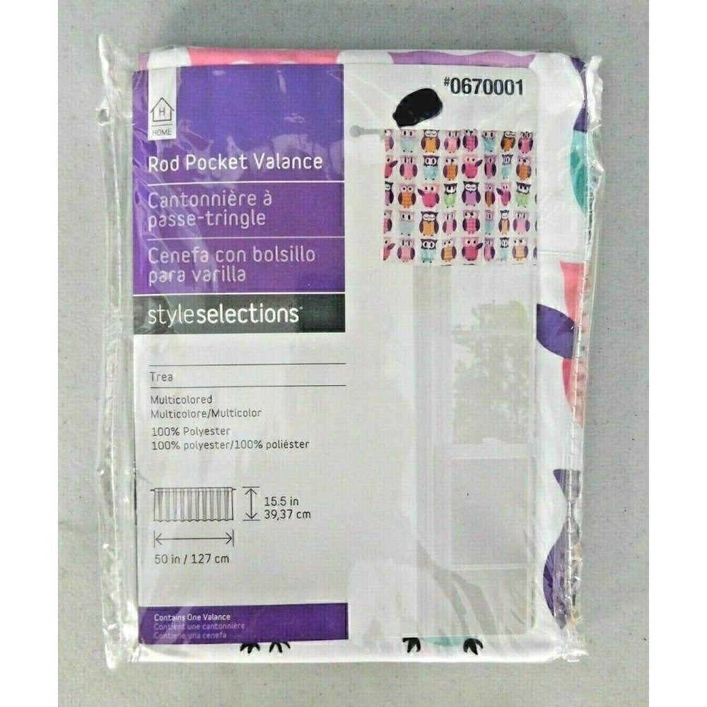 HOME ROD POCKET MULTI COLOR WITH OWLS VALANCE 15 X 50 INCHES, #0670001